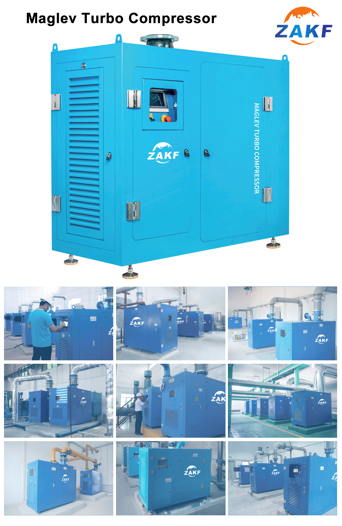 ZAKF 670HP 502KW 130m3/min Magnetic Levitation Blower Energy-saving Blowers High-efficiency Maglev Turbo Centrifugal Compressor